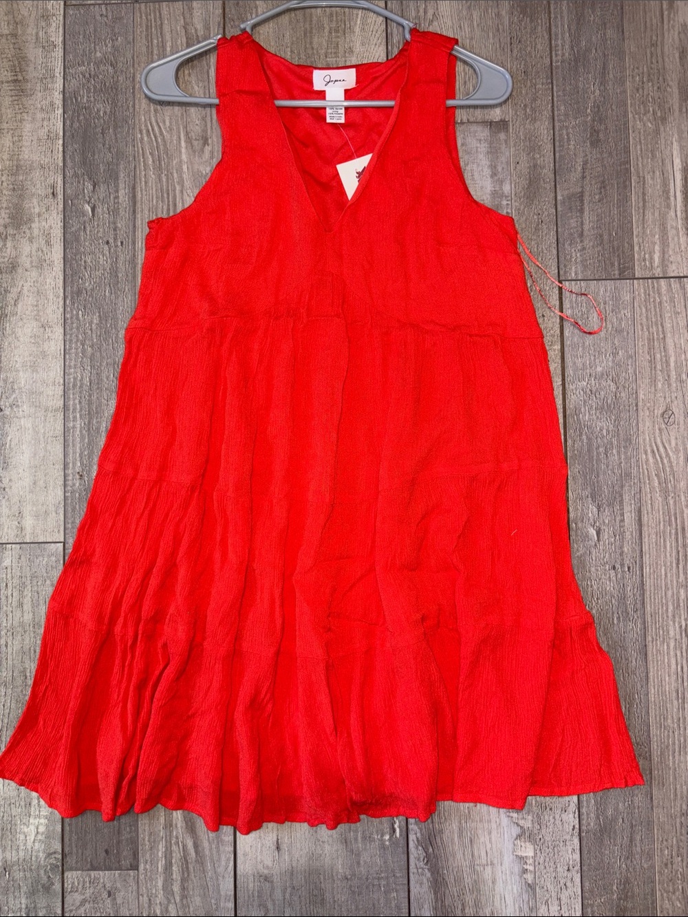 Japna Red Sleeveless V-Neck Flowy Dress